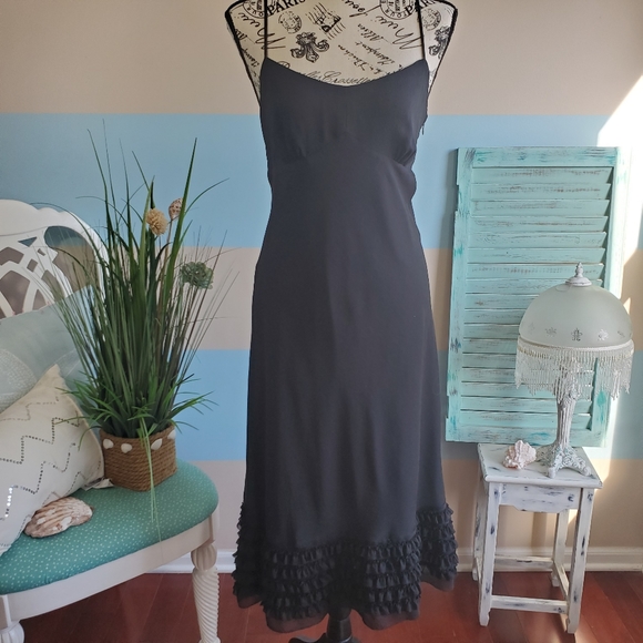 NWT LOFT Black Ruffle Cocktail Dress - Picture 2 of 8